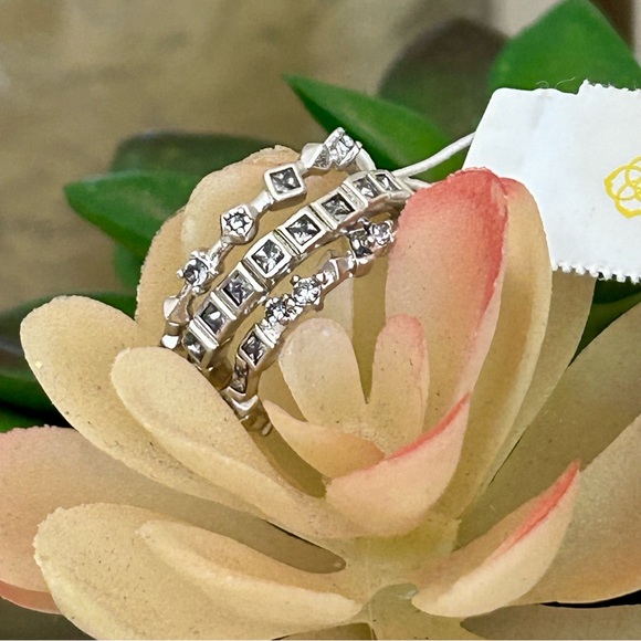 Kendra Scott Karis Silver & Gray Ring Set -NEW - Picture 11 of 11